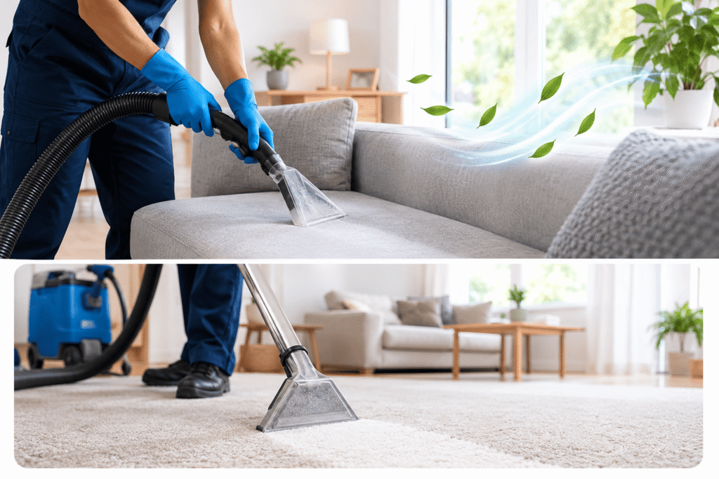Deep carpet and upholstery cleaning to remove dirt and odour-causing residue.
